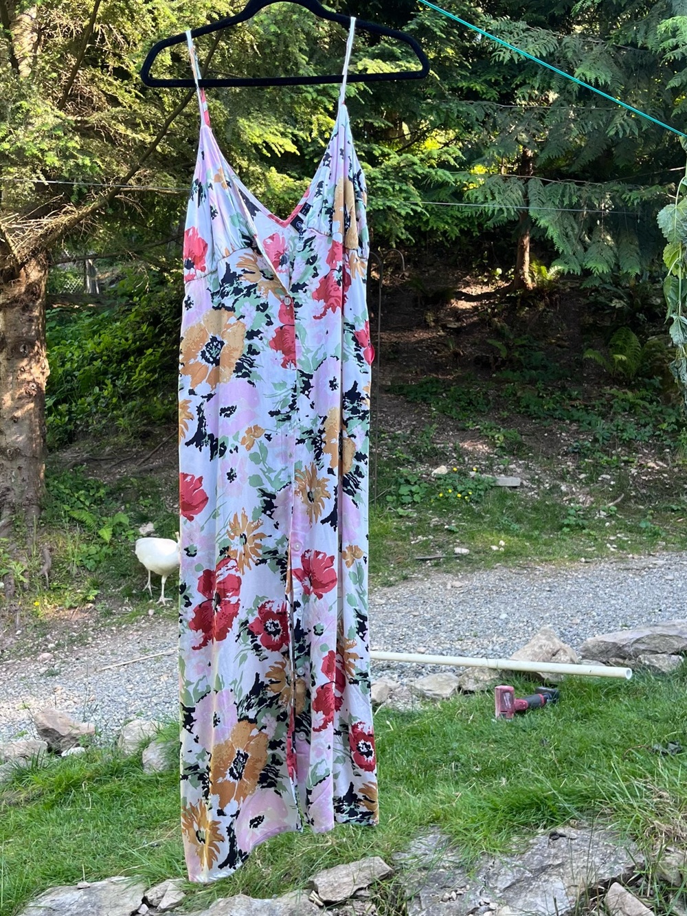 Volcom Pink Floral V-Neck Spaghetti Strap Maxi Dress - Picture 2 of 5